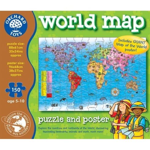 Világtérkép puzzle és poszter ORCHARD 280